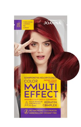 Vlasy v odstínu MULTI EFFECT barva Barvicí šampon Rybízová červená /05/