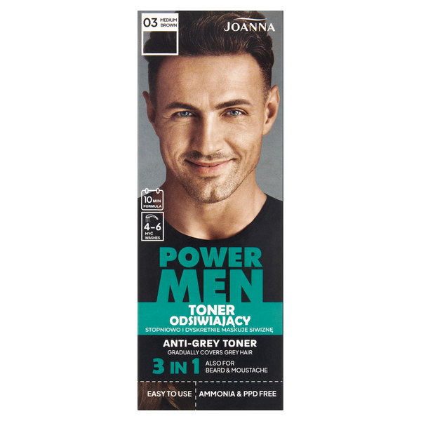 POWER MEN Őszülő tonik 03 Közepes barna - természetes hatás, növekedés nélkül