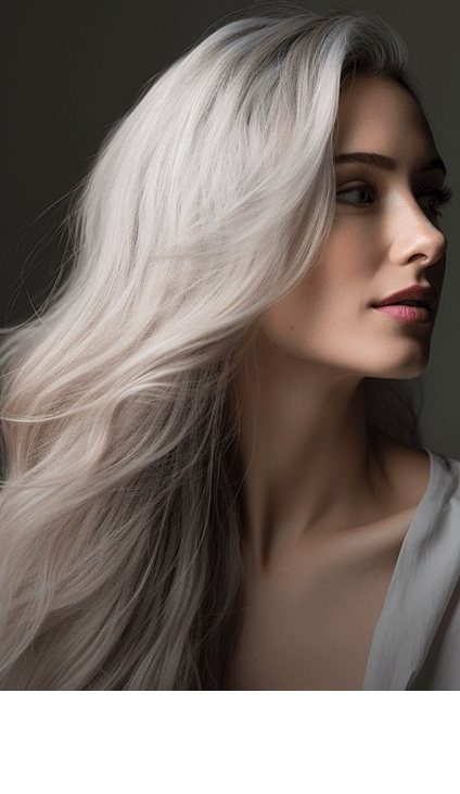 Žena so striebornými vlasmi — rad Multi Cream Color